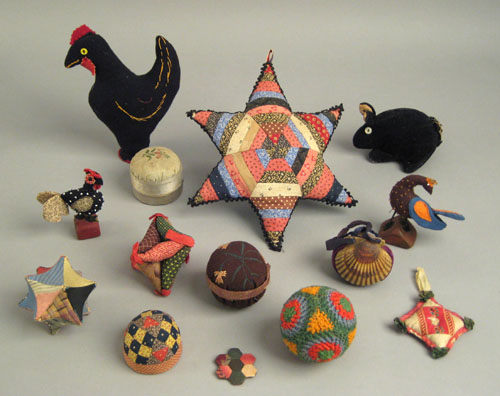 Appraisal: Group of needlework pin balls and pin cushions to include