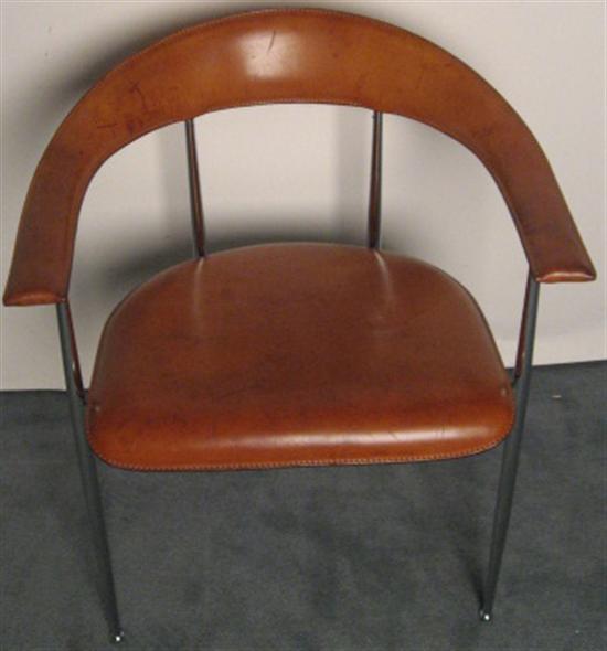 Appraisal: Scandinavian Leather and Chrome Chair c s Unsigned