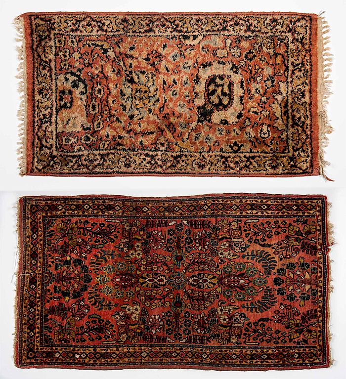 Appraisal: Semi-Antique Persian Scatter Rugs incl Sarouk DESCRIPTION Two semi-antique Persian