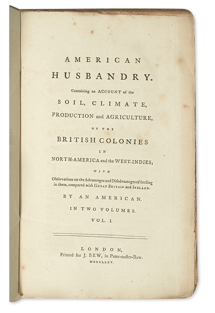 Appraisal: AGRICULTURE Young Arthur American Husbandry Containing an Account of the