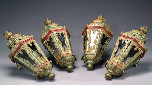 Appraisal: Four Italian t le polychrome lanterns second half th century