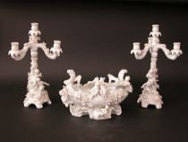 Appraisal: Three Part Porcelain Centerpiece C Late th Early th Century