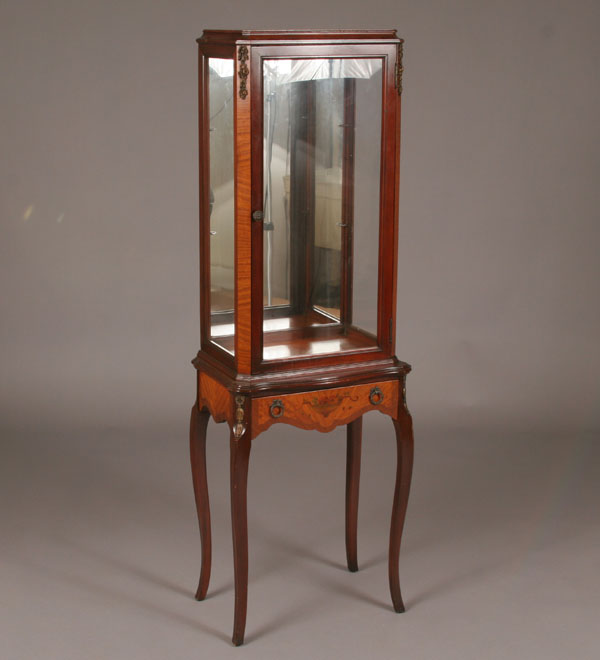 Appraisal: French style display cabinet veneered case on one drawer stand