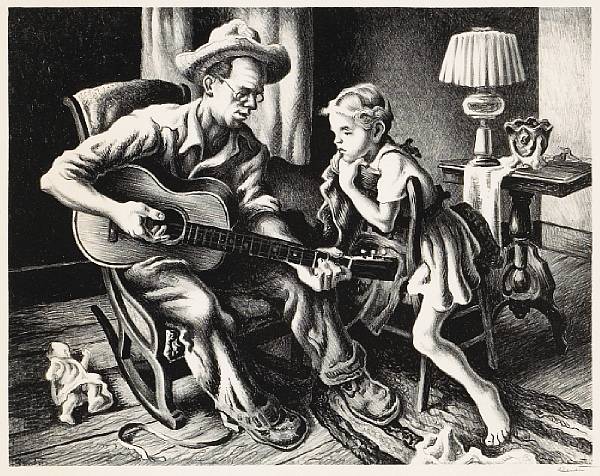 Appraisal: Thomas Hart Benton American - The Music Lesson F Lithograph