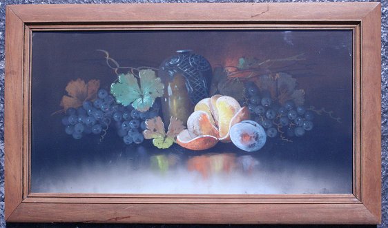 Appraisal: PASTEL STILL LIFE OF FRUIT WITH ROOKWOOD OVERLAY VASE ''