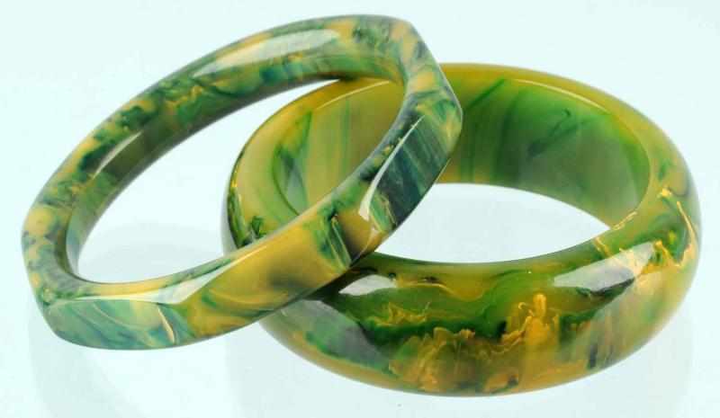 Appraisal: Lot of Bakelite Bracelets Description CORRECTION Bracelets are marble green