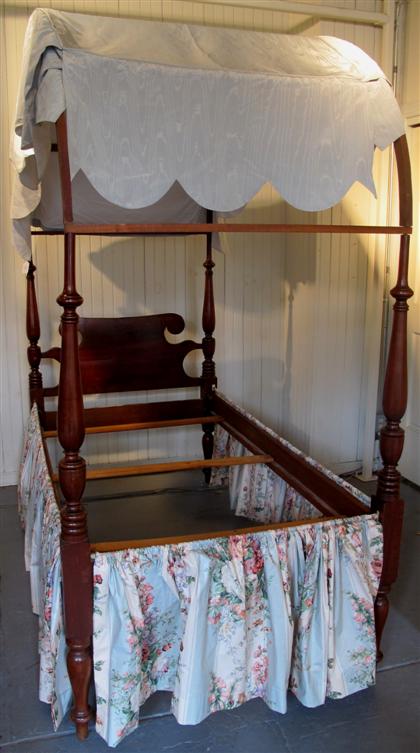 Appraisal: Pair of Colonial Revival cherrywood tall post canopy beds th