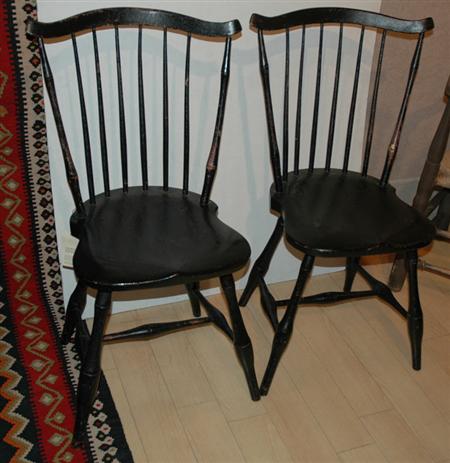 Appraisal: Pair of Black Painted Windsor Chairs Estimate -