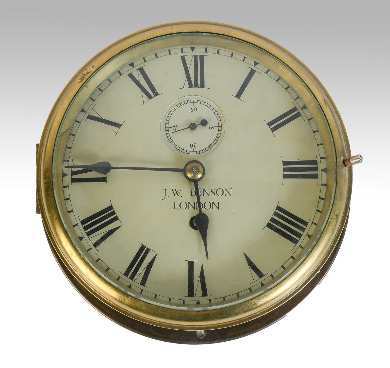 Appraisal: J W BENSON LONDON SHIP'S CLOCK White metal dial with