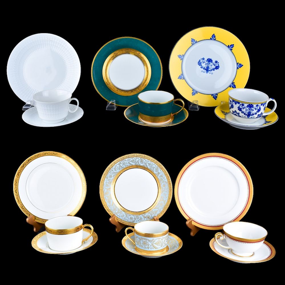 Appraisal: Six Limoges Trio Grouping of Six Antique Porcelain Trio Settings