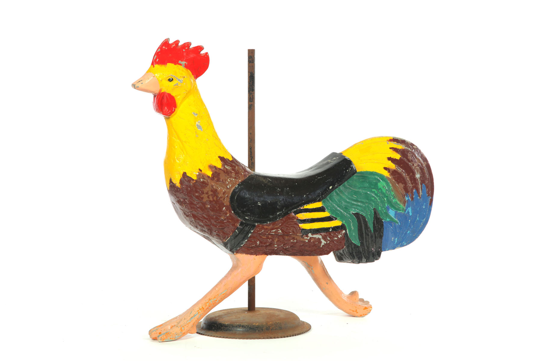 Appraisal: CAROUSEL ROOSTER Late th-early th century cast aluminium Later paint