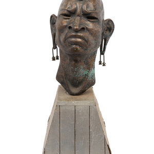 Appraisal: An African Cast Metal Bust Height of bust excluding base