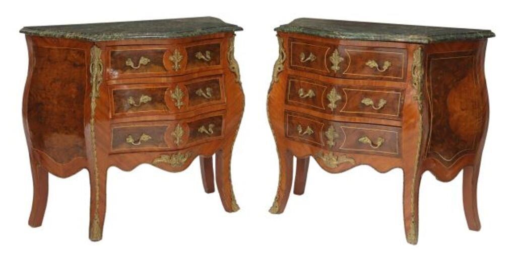 Appraisal: pair French Louis XV style bombe commodes th c having