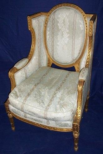 Appraisal: A Louis XVI style wing chair late th Century with