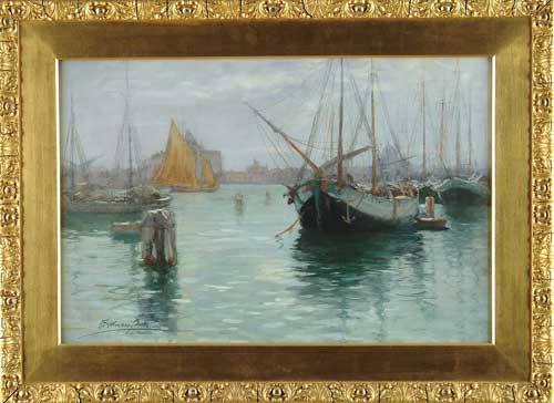 Appraisal: FRANCIS HOPKINGTON SMITH American - VENETIAN HARBOR Outstanding watercolor shows