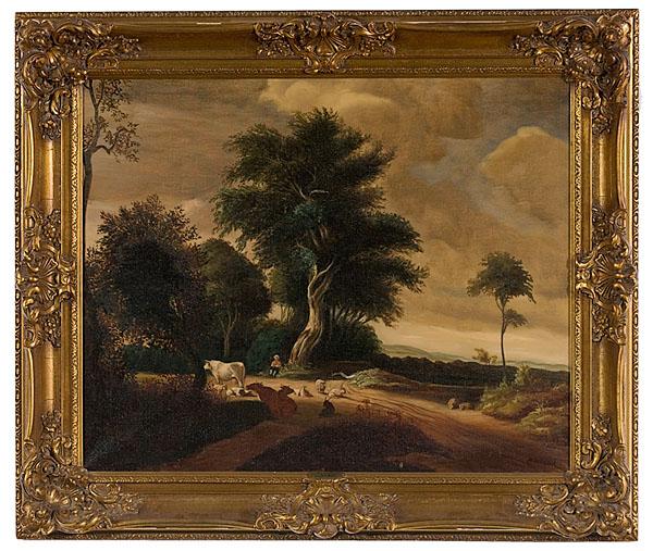 Appraisal: LANDSCAPE AFTER GEORGE MORLAND oil on canvas identified on verso