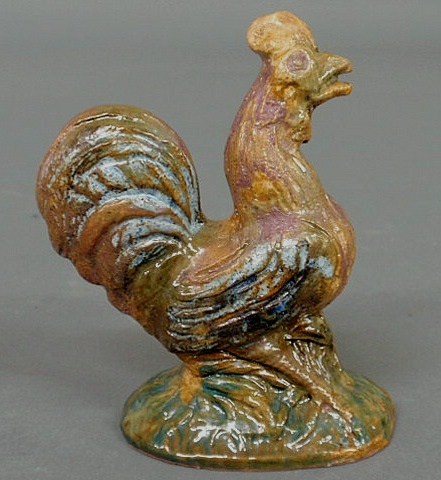 Appraisal: Stahl Pottery redware rooster with multicolor glaze decoration signed By