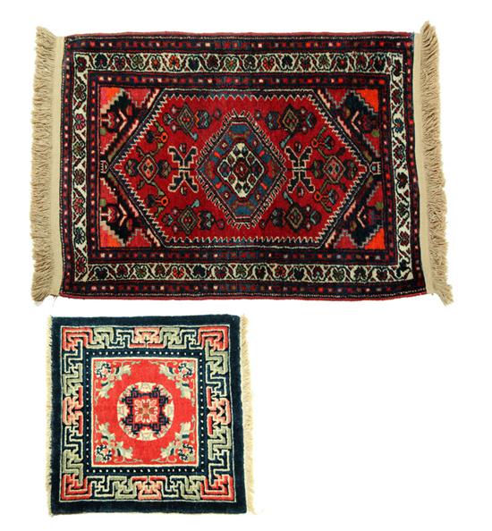 Appraisal: TWO ORIENTAL MATS Chinese Colorful design with black border and