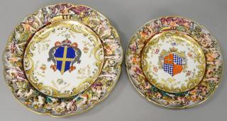 Appraisal: Set of thirteen capo-di-monte porcelain plates with centered armorials comprising