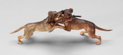 Appraisal: Austrian bronze dogs pair of hounds fighting over a stick