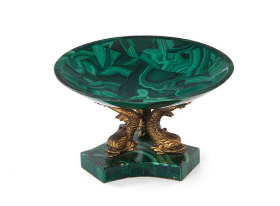 Appraisal: Continental ormolu and malachite tazza probably Russian th century round