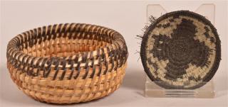 Appraisal: Two Southwestern Baskets st Pima horse hair miniature tray -