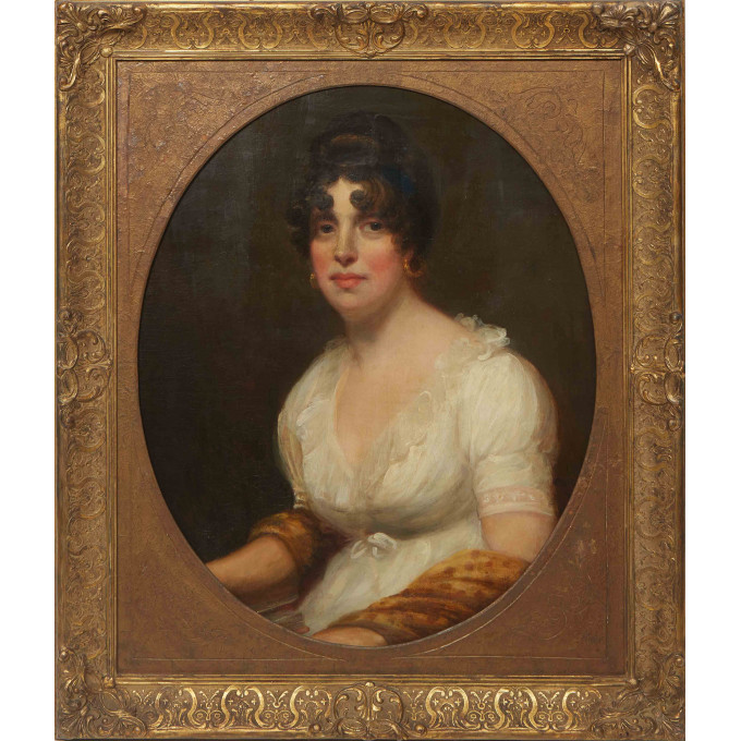 Appraisal: Continental School Portrait of a Lady in White with Book