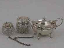 Appraisal: A silver mustard no liner and spoon a pair of