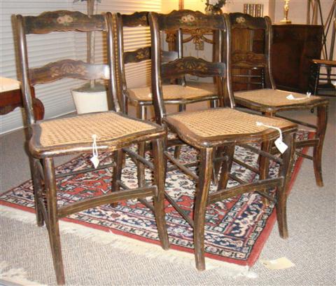 Appraisal: SET OF FOUR AMERICAN BLACK GRAIN PAINTED SIDE CHAIRS WITH