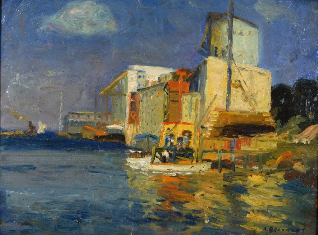 Appraisal: ARTHUR BEAUMONT IMPRESSIONIST HARBOR O B PAINTING New York -