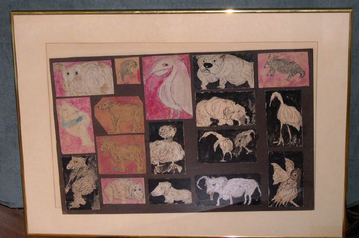 Appraisal: Justin McCarthy American Pennsylvania - Animal Collage c ink and