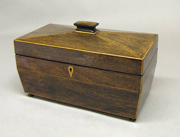 Appraisal: An early Victorian inlaid rosewood tea caddy second quarter th