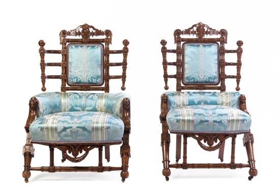 Appraisal: Sale Lot A Pair of Renaissance Revival Walnut Side Chairs