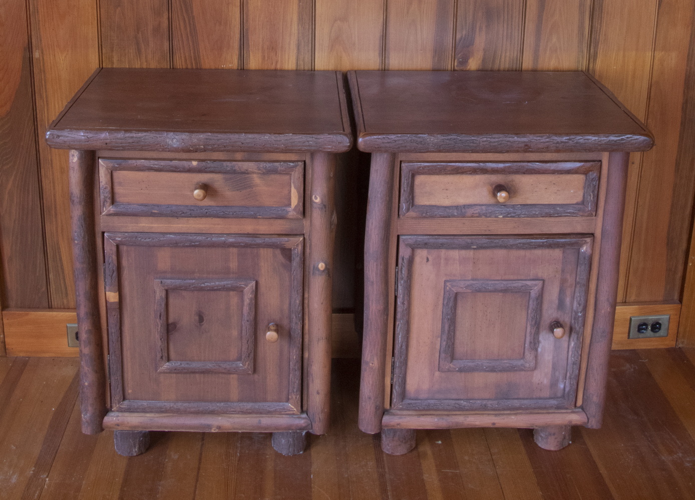 Appraisal: PR FLAT ROCK NIGHT STANDS Pair of Side Stands by