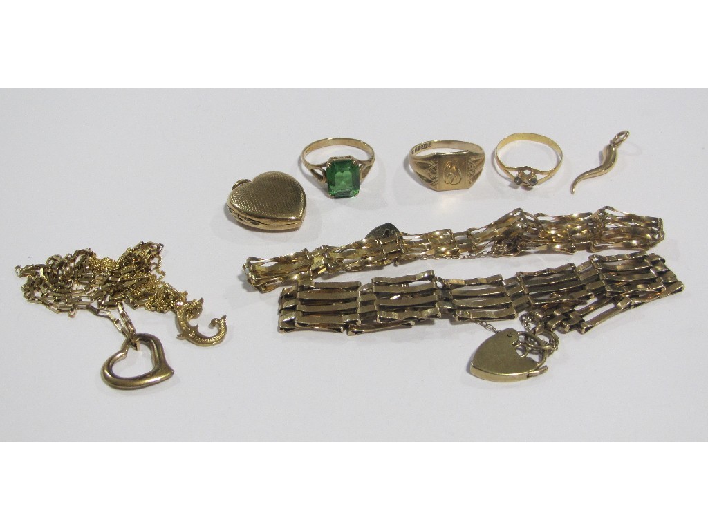 Appraisal: Lot of ct gold to include gate bracelets neckchains rings