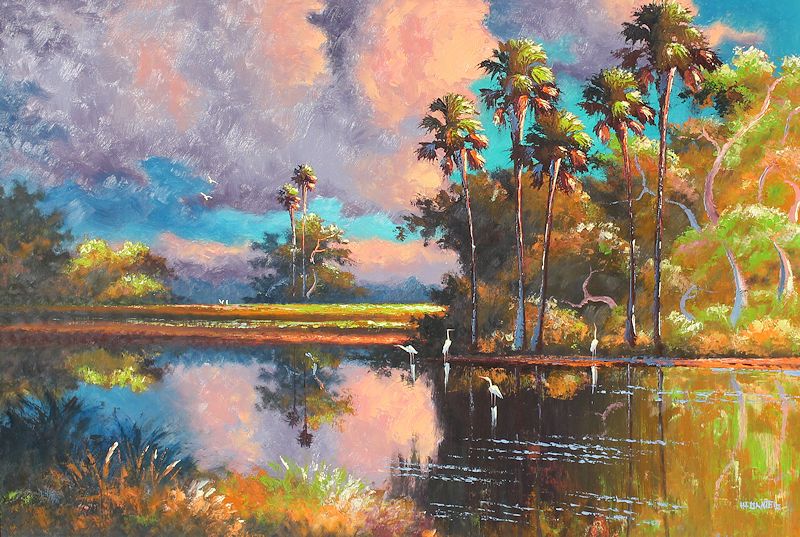 Appraisal: DANIELS Willie American th Century Vibrant Florida Highwaymen river scene