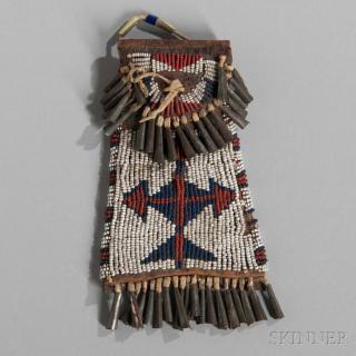 Appraisal: Cheyenne Strike-a-Light Pouch c s beaded on the front with