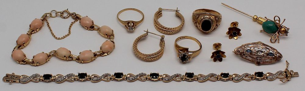 Appraisal: JEWELRY Assorted Gold Jewelry Grouping Includes a kt yellow gold