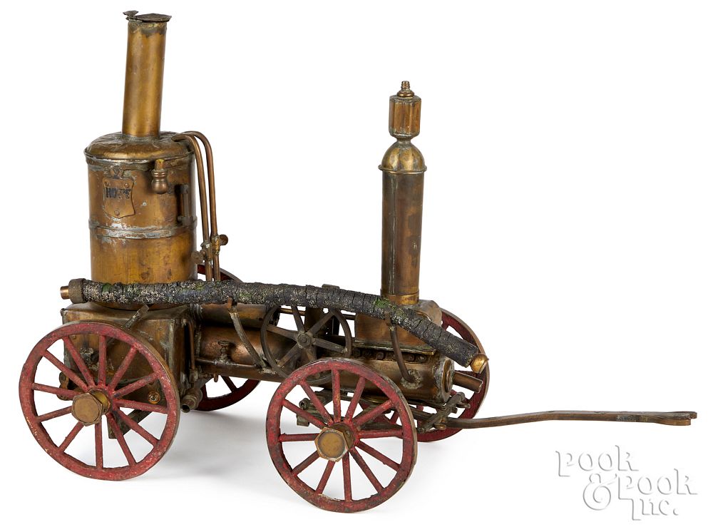 Appraisal: Brass working model hand drawn steam engine Brass working model