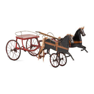 Appraisal: A Painted Wood and Metal Horse Drawn Pedal Cart th