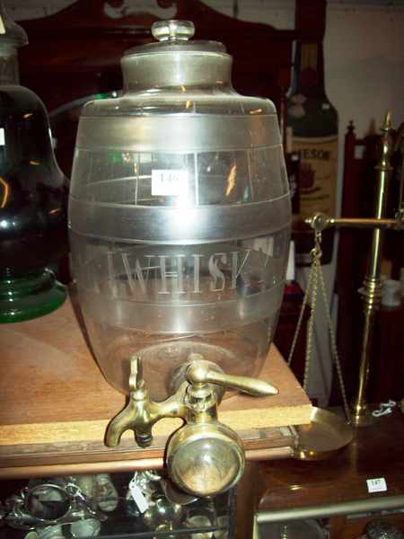 Appraisal: A LATE VICTORIAN ETCHED GLASS WHISKEY BARREL WITH A LID