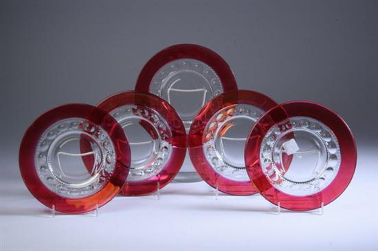 Appraisal: TWELVE MOLDED RUBY-TO-CLEAR GLASS PLATES - in diam