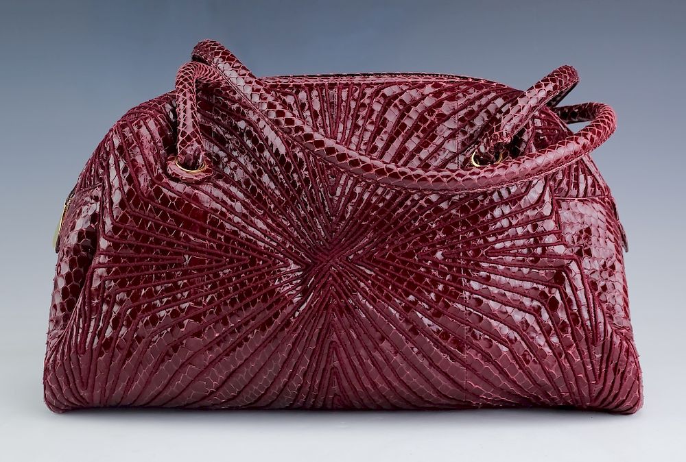 Appraisal: Judith Leiber Snakeskin Leather Bag Purse Handbag Judith Leiber snakeskin