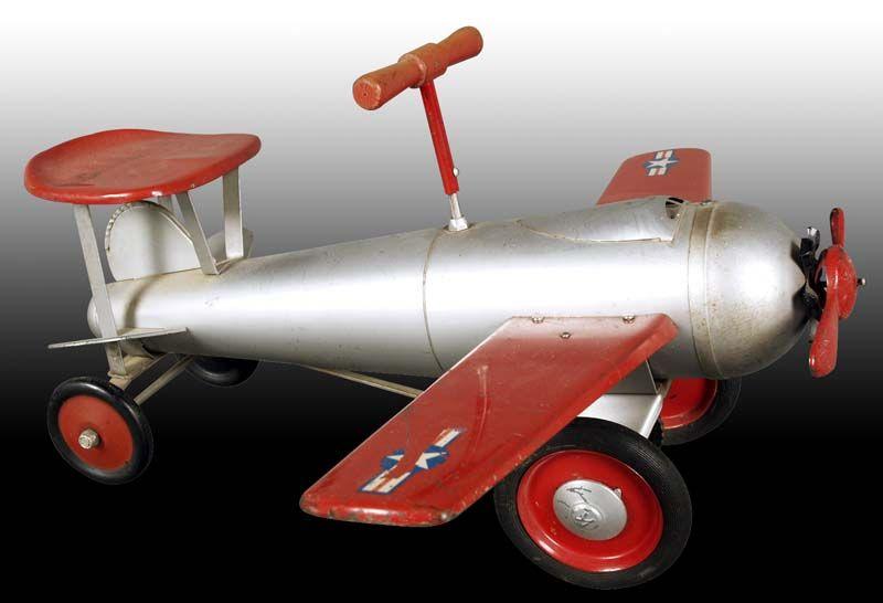 Appraisal: Pressed Steel Ride 'Em Fighter Airplane Toy Description '' L