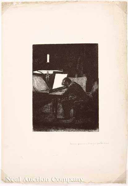 Appraisal: Fran ois Bonvin French - Graveur Effet de Lampe etching