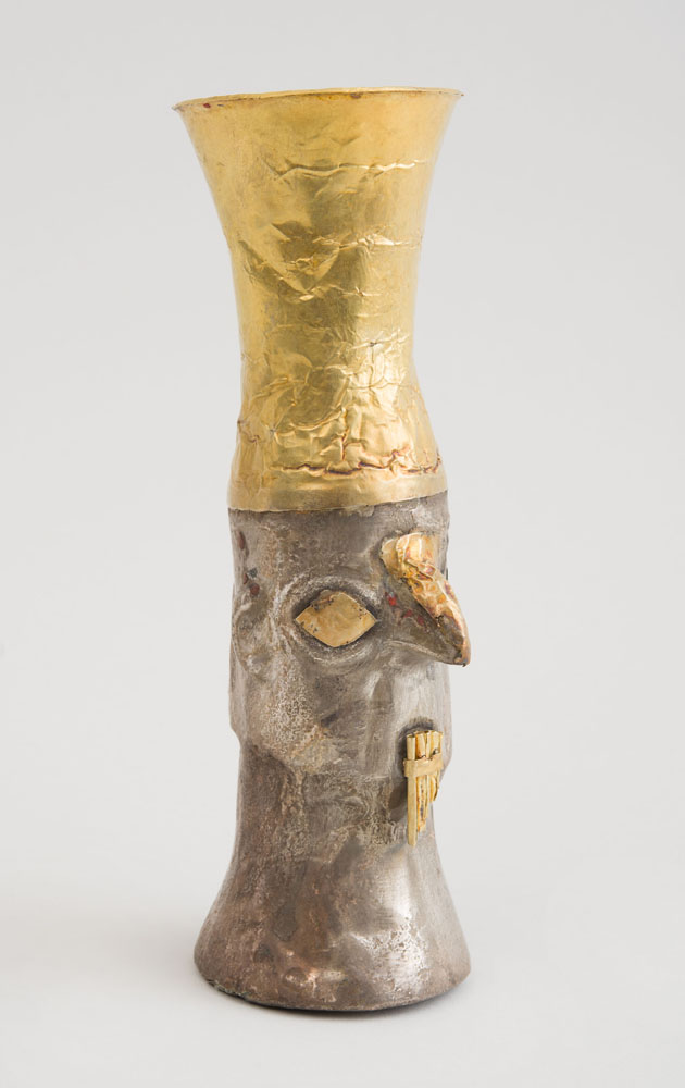 Appraisal: RARE CHIMU SILVER AND GOLD FIGURAL BEAKER x in Provenance