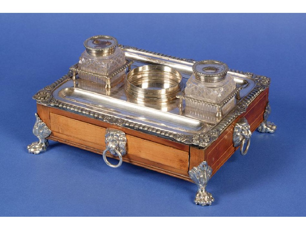 Appraisal: A VICTORIAN INK STAND of rectangular form with a gadrooned