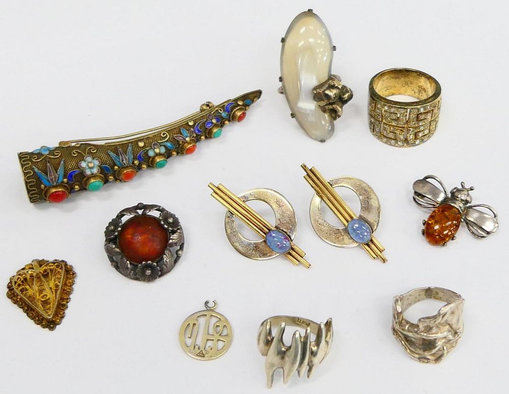 Appraisal: LARGE LOT OF STERLING SILVER JEWELRY To include sterling rings