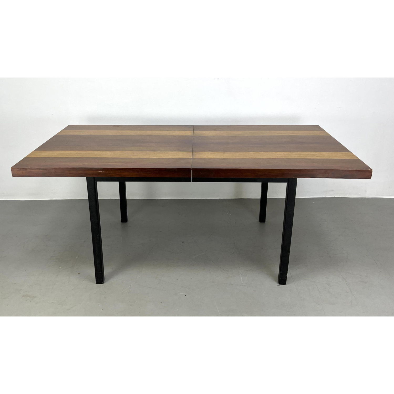 Appraisal: Milo Baughman Dining Table Ebonized base Includes - inch leaves