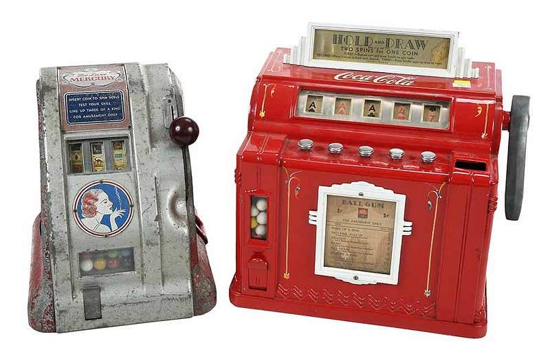 Appraisal: Two Vintage One Cent Slot Machines American mid th century